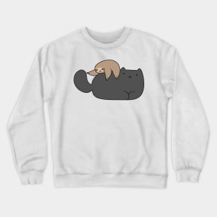 Baby Sloth Playing with Cat's Tail Crewneck Sweatshirt